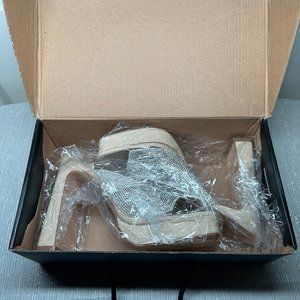Women's nude Fashion Nova Boxed Heels- Blinged!!